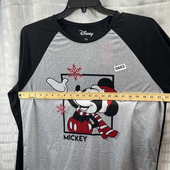 Disney NWT Mickey Pajama Top For Men Sz Large Super Comfy! Color Gray N Black - Picture 3 of 10
